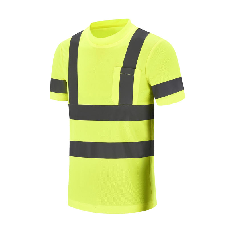 Hi-Vis Work Shirts - Men's High Visibility Safety T-Shirt for Construction X-Large 2pcs-yellow