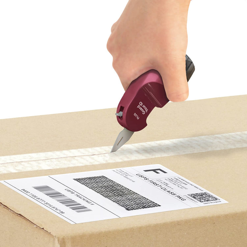 Guard Your ID 3-in-1 Wide Advanced Roller with Retractable Box & Envelope Opener, Identity Theft Prevention Security Stamp, Wine