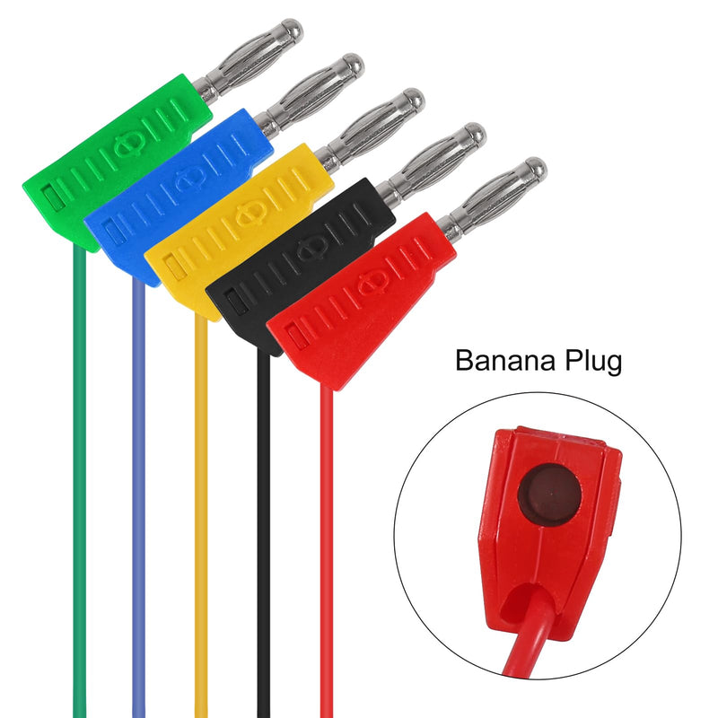 [Australia - AusPower] - 10PCS Stackable Banana Plug to Breadboard Male Jumper Wires, 22AWG Soft Flexible Silicone Test Leads, 4MM Banana Plug to Jumper Wires for Electrical Testing, 27.5CM 