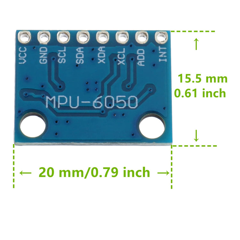 MPU-6050 GY-521 MPU6050 3 Axis Acceleration Sensor Module 6 DOF Gyroscope Sensor Module 16 Bit AD Converter Data Output IIC I2C for Arduino (Pack of 3)
