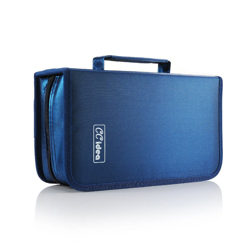 [Australia - AusPower] - CCidea CD Case DVD Storage Holder, 128 Capacity DVD Cases Organizer CD Plastic Protective Carrying Binder,Portable Cd Wallet for Home Travel (Blue) L11 xW 6 x H3.5 INCH Blue 