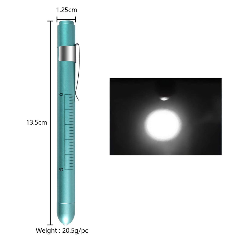 [Australia - AusPower] - Pen Light,Nurse Medical Reusable LED Penlight White Light with Pupil Gauge and Ruler (Teal) Teal 