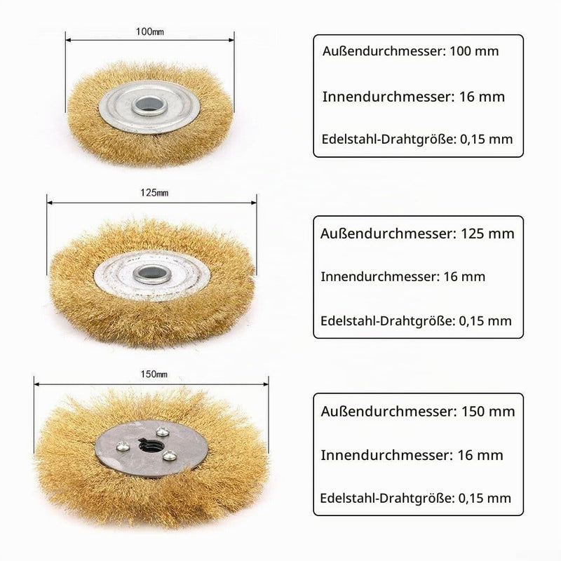 Professional Soft Brass and Copper Wire Polishing Brush, High Quality Finish and Efficient Performance (100mm x 16mm) 100mmx16mm