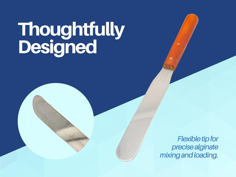 [Australia - AusPower] - Dental Lab Spatula 8" Straight Set of 3 Plaster Alginate Mixing Stainless Steel with Wooden Handle 