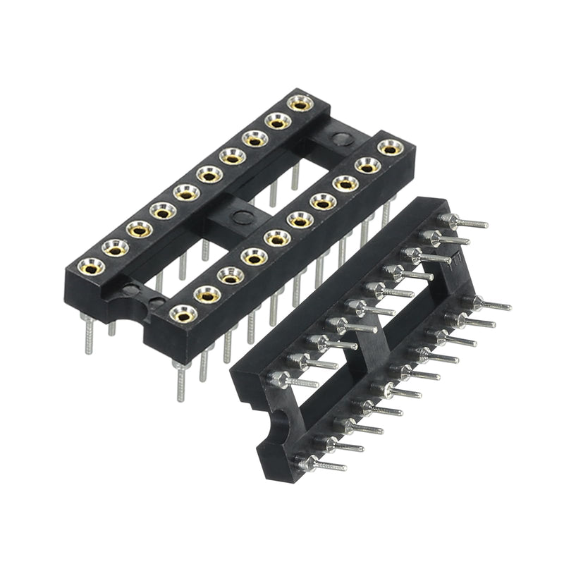 QUARKZMAN 2.54 mm Pitch 20 Pins DIP-IC Socket Connector Double Row 7.6 Pitch Round Pins Soldering for Electronics Experiment DIY Pack of 20 20 pin