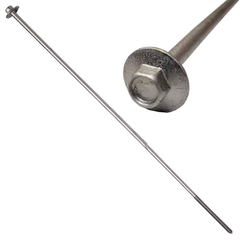(10) 14" - Galvanized Timber Tie - Hex Head Structural Screw - Great for Outdoor Landscape use - Coarse Thread for Secure Hold - Rust Resistant Screw - Heavy Duty 3/16" for Extra Hold