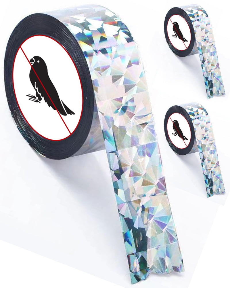 2×502 Ft Bird Scare Tape Ribbon, Double Sided Holographic Flash Reflective Bird Tape, Deterrent Visual Audible Bird Repellent Devices for Outdoor, Garden, Balcony (Irregular) Irregular