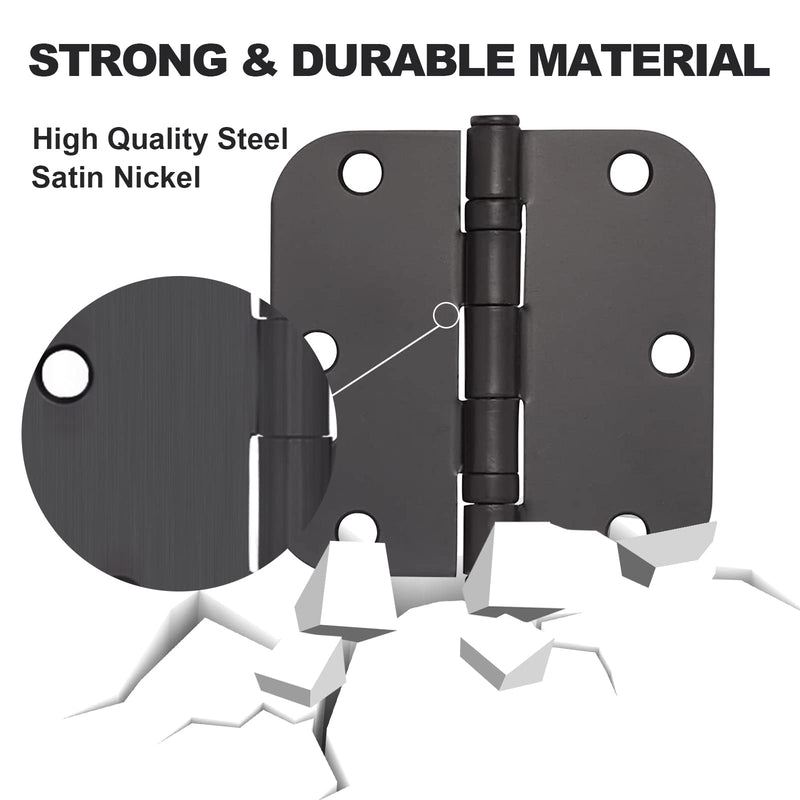 [Australia - AusPower] - 3 Pack Door Hinges Matte Black 3.5" x 3.5" Interior Door Hinges 3.5 Inch Rounded 5/8" Radius Corners, 3 1/2" Door Hinges, for Furniture Hinges 3 Pack Round-Black 