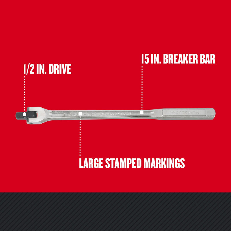 CRAFTSMAN Breaker Bar, 15-Inch with 1/2-Inch Drive (CMMT44201) 15 in 15" Breaker Bar