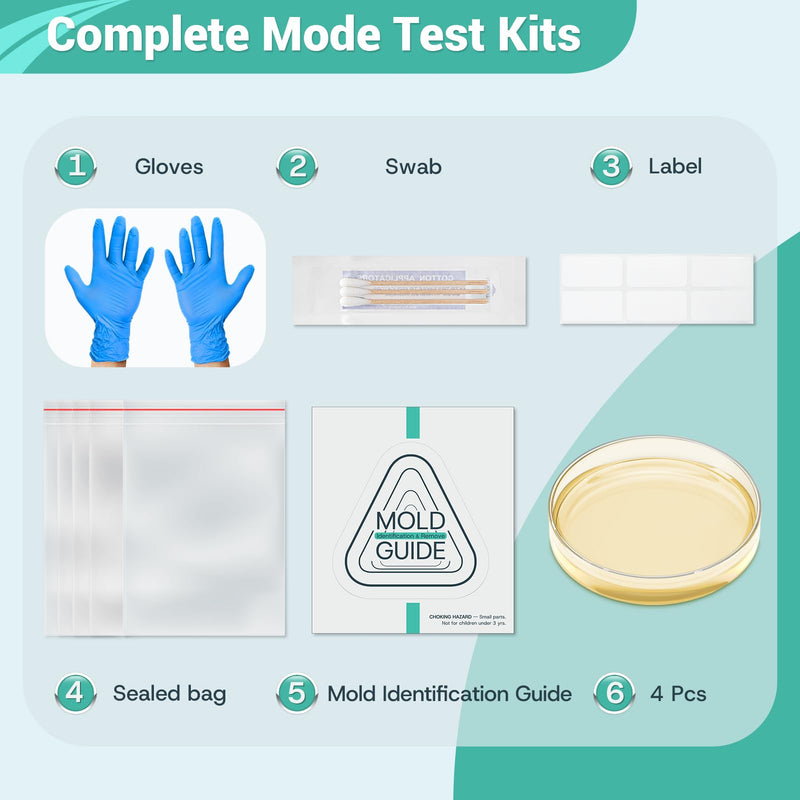 Mold Test Kit for Home - 8 Simple Comprehensive Detection for Air, Surface & HVAC - Rapid Results DIY Science Lab Kit with Identification Guide