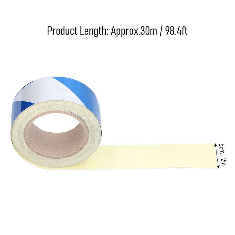Reflective Safety Warning Tape Blue White Striped Hazard Marking Tapes for Highways Construction Equipment Factories PET 5cm x 30m