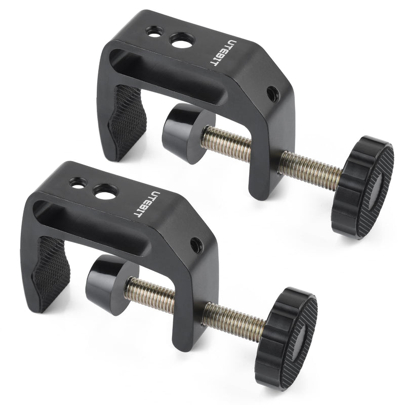 [Australia - AusPower] - UTEBIT Universal C-Clamp with 1/4" and 3/8" Thread Hole for Desktop Mount Tables Desk Clamps Aluminum Support Small C Clamp 2 Pack 2 PACK C-CLAMP 