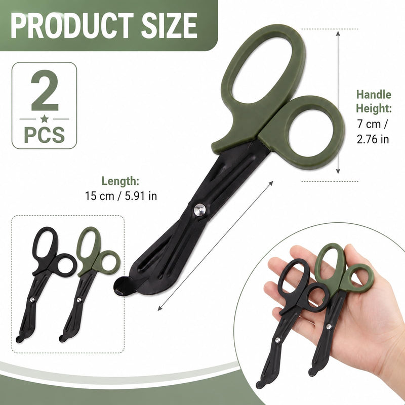 2x Bandage Scissors and Bandage Scissors Set 15 cm Medical Rescue Scissors | Practical bandage scissors nurse, robust bandage scissors care, rust-proof stainless steel scissors for first aid