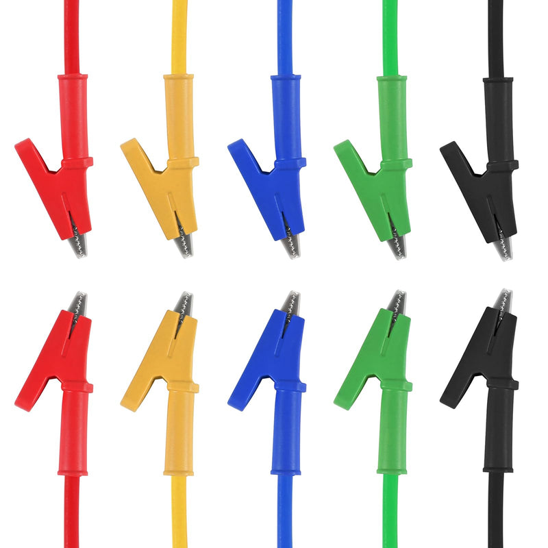 [Australia - AusPower] - UMLIFE 10PCS Dual Ended Alligator Clips Test Leads Set, 15A Test Lead Wire Cable with Insulators Clips Test Flexible Copper Cable for Electrical Testing (3.3ft/1m) 