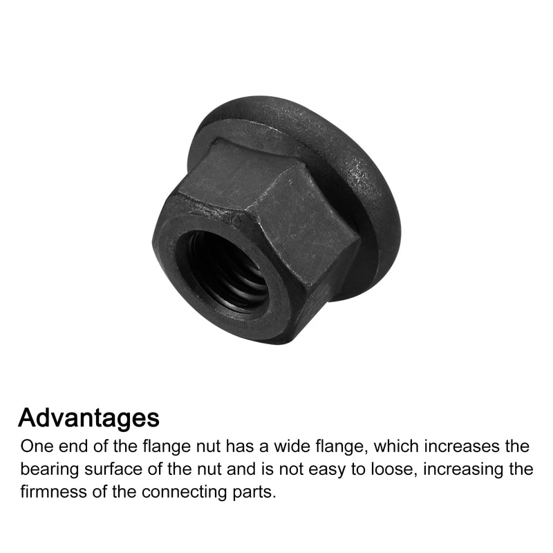 [Australia - AusPower] - uxcell M8 Flange Hex Nuts, 5pcs Grade 10.9 Carbon Steel Black Oxide Finished Hex Flange Nuts for Machinery 5 