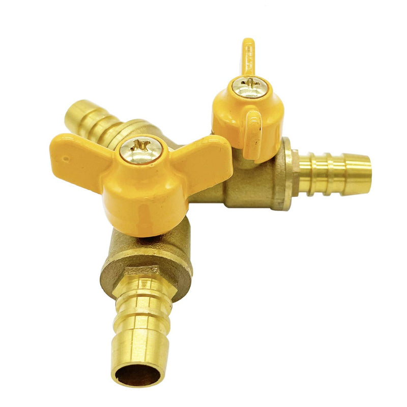 [Australia - AusPower] - Brass 3 Way Shut-Off Valve, 3/8" Hose Barb 2 Switch Y Shaped Ball Valve Water/Fuel/Air 3/8 Inch Hose Barb 1 
