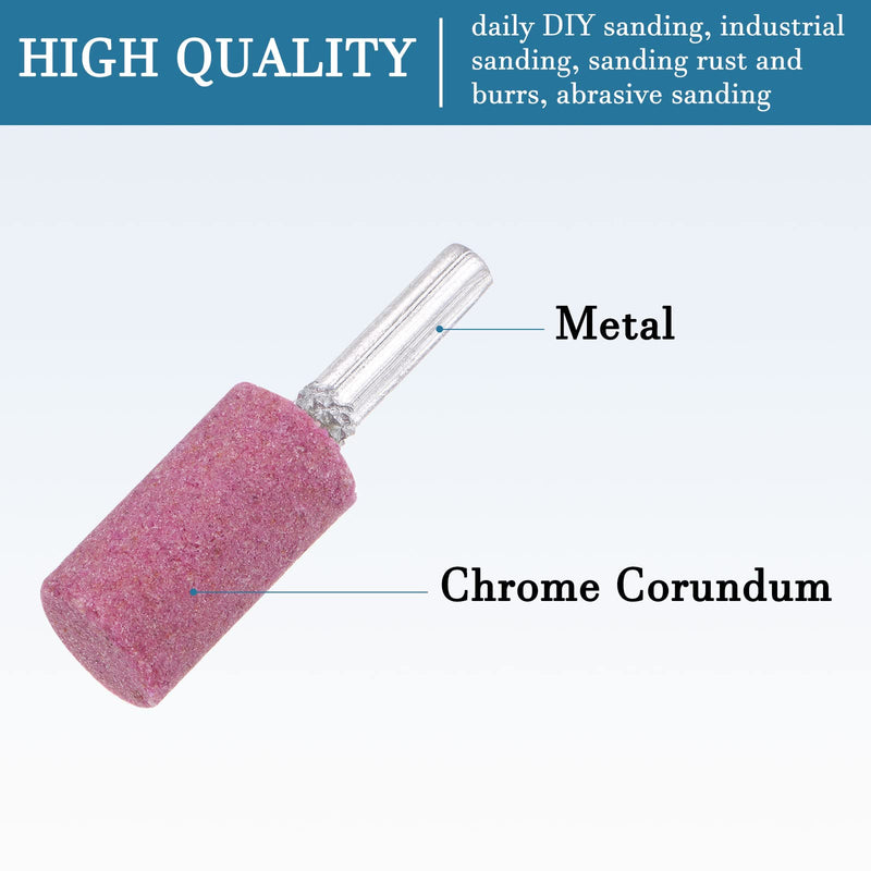 [Australia - AusPower] - QUARKZMAN Pack of 12 6 mm Shank 16 mm Diameter Grinding Stones Mounted Cylinder Shape for Sanding and Polishing Pink 