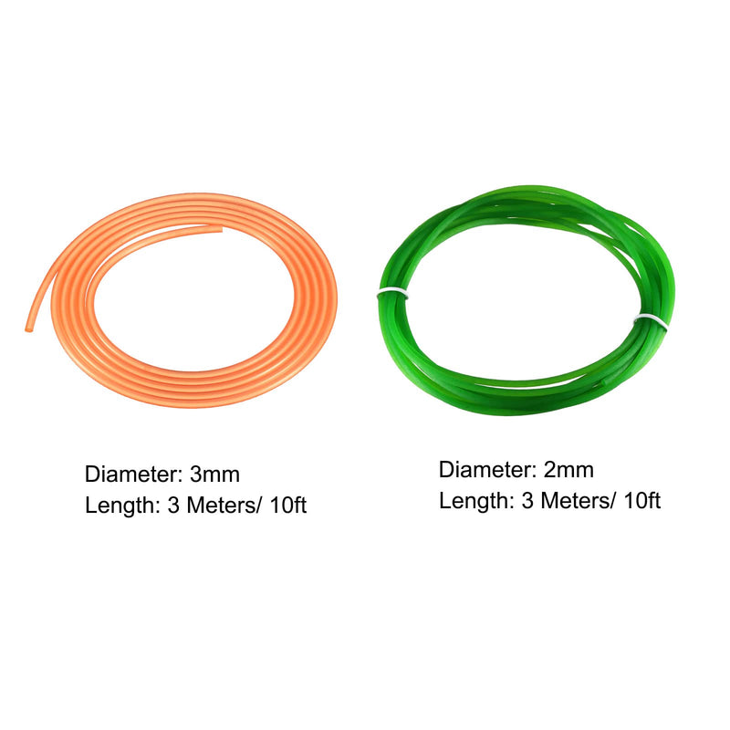 [Australia - AusPower] - uxcell 10ft 2mm Green 3mm Orange PU Transmission Round Belt High-Performance Urethane Belting for Conveyor Bonding Machine Dryer 2pcs 