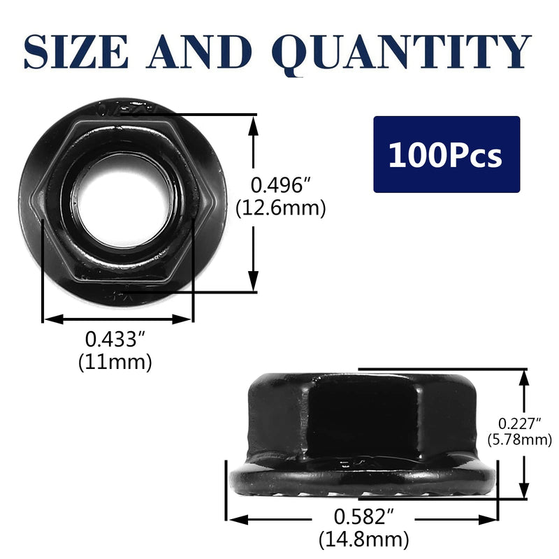 [Australia - AusPower] - 1/4-20 Serrated Flange Hex Lock Nuts 100Pcs 304 Stainless Steel 18-8, Full Thread, Hex Drive, Bright Finish, Black Oxide by SG TZH 100 1/4-20 