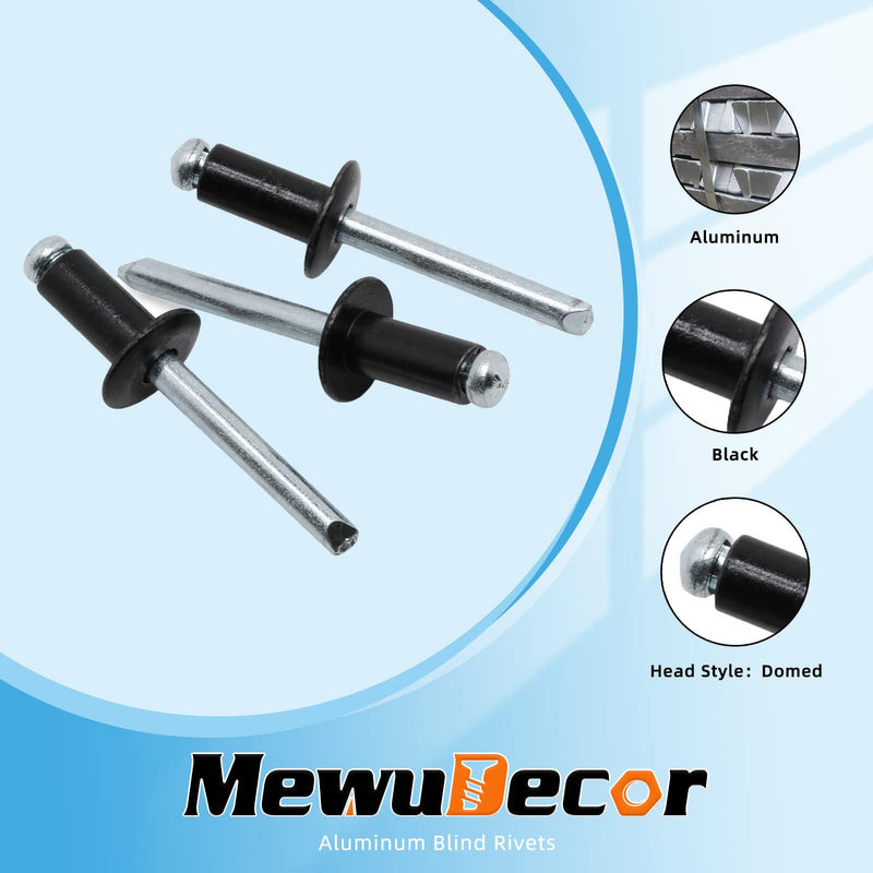 [Australia - AusPower] - 1/4" x 1/2" Aluminum Blind Rivets, Black, 6.5 x 12.7mm Pop Rivets, 100 PCS 1/4" x 1/2" 