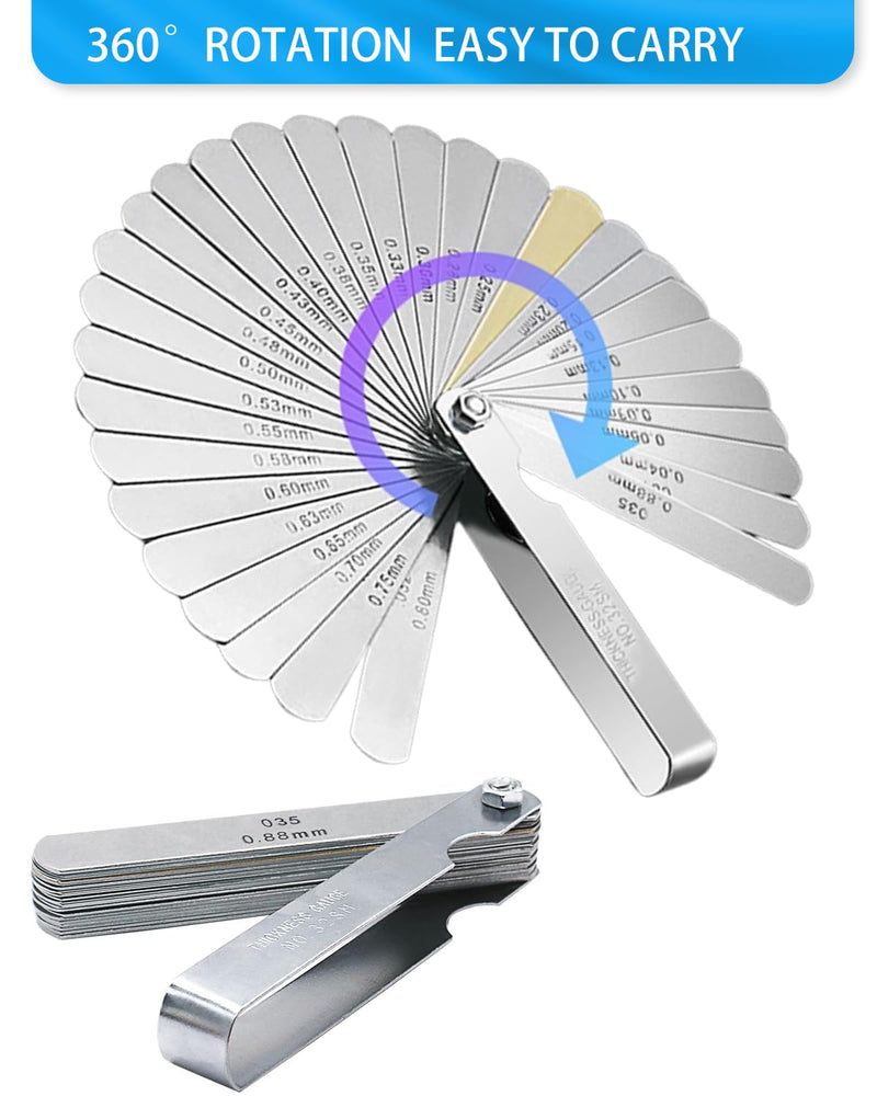 [Australia - AusPower] - Feeler Gauges - 32 Blades Feeler Gauge Set Stainless Steel Dual Marked Metric and Standard SAE - Valve Thickness Gauge (32-Blade Tapered Feeler Gauge) 32-BLADE TAPERED FEELER GAUGE 