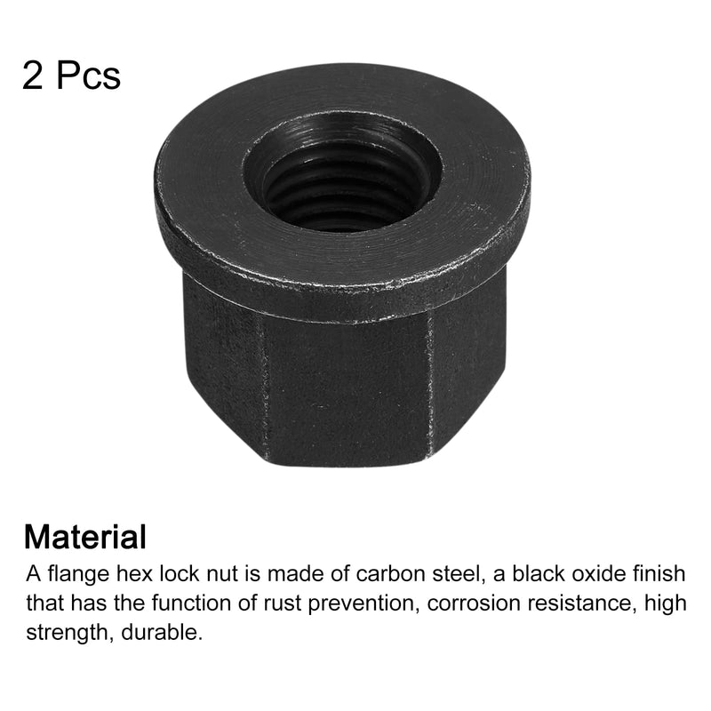 [Australia - AusPower] - uxcell M16 Flange Hex Nuts, 2pcs Grade 10.9 Carbon Steel Black Oxide Finished Hex Flange Nuts for Machinery 2 