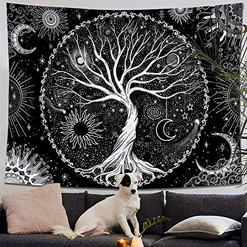 Spenlife Tree of Life Tapestry Black and White Tapestry for Bedroom Spiritual Aesthetic Tree Tapestries Aesthetic Tapestries Wall Hanging for Bedroom Black 60×80 Inches 80"L x 60"W Black Gold