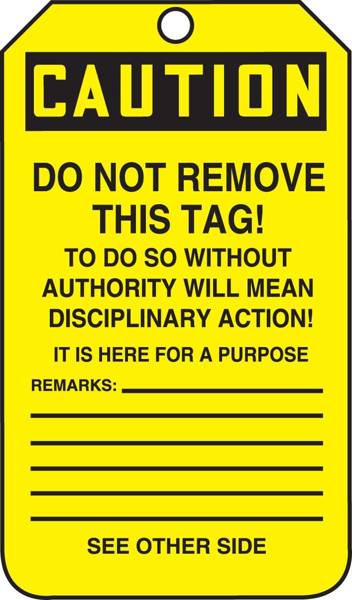 [Australia - AusPower] - Accuform Signs MDT641CTP Safety Tag, Legend "Caution Out of Service", 5.75" Length x 3.25" Width x 0.010" Thickness, PF-Cardstock, Black on Yellow (Pack of 25) 