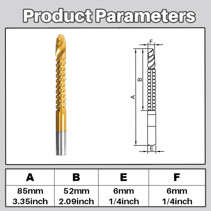 [Australia - AusPower] - Tapered Reamer Set with T Handle, 3-13mm (1/8''-1/2'') & 5-16mm (½"-5/8") 6 Fluted, Carbon Steel Hex Shank for Guitar Woodworking - 2pcs Hexagonal handle 