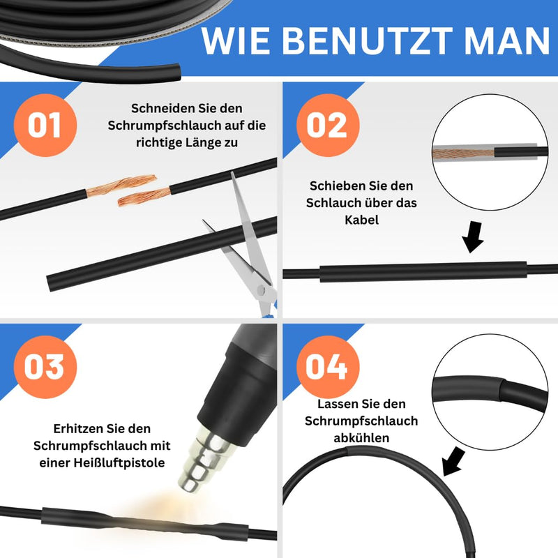 Gocableties High Quality Heat Shrink Tubing 2:1 Black 6.4mm x 9m | Shrink Ratio 2:1, Waterproof, Cable Insulation and Marking 6.4 mm