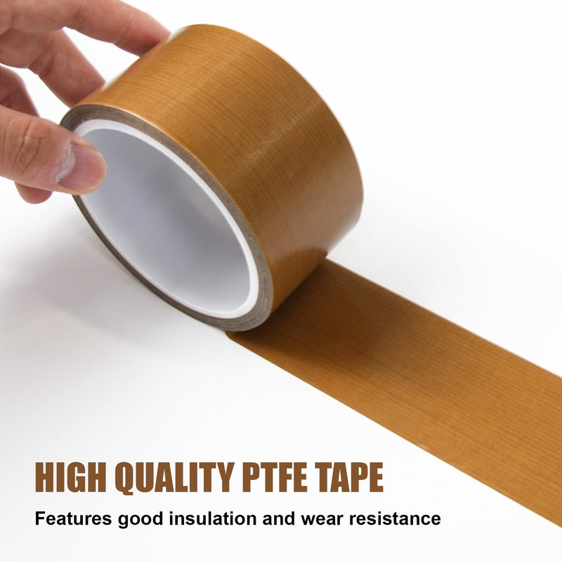 Teflone Glass Cloth Tape (4 inch x 33 Feet x 0.18mm), High Temperature PTFE Heat Resistant Adhesive Tape Non-Stick Surface for Vacuum Sealer Machine, Heat Press, Packaging, Electrical Use 4inx33ft