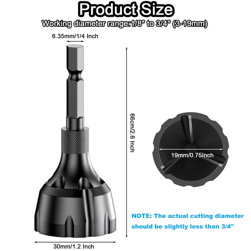 [Australia - AusPower] - Deburring External Chamfer Tool with Tungsten Carbide Blade, Remove Burrs for Copper Steel Aluminum, Deburring Drill Bit Bolt Thread Repair Tool with Quick Release 1/4" Hex Shank (1/8"-3/4") 1/8"-3/4" 