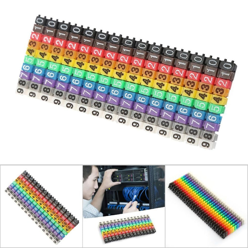 150 Pcs Digital Wire Number Tubes 1.5mm² – Clip-On Cable Markers for Electrical Wiring Identification, Color-Coded Plastic Labels