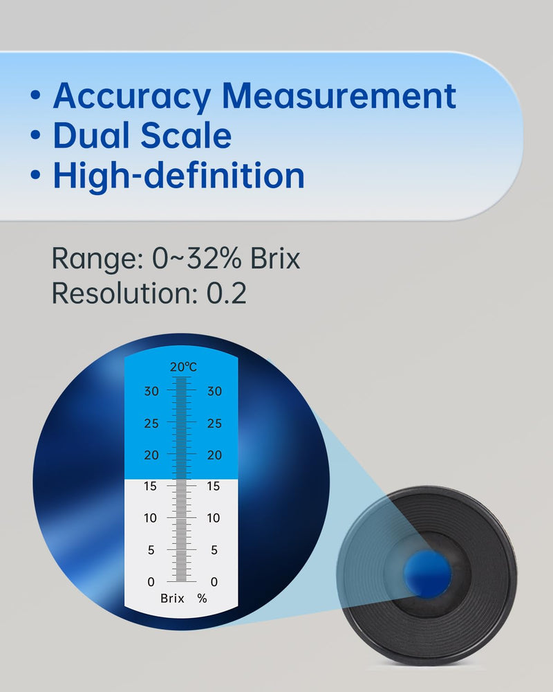 [Australia - AusPower] - LOHAND Brix Refractometer with Automatic Temperature Compensation(ATC), Precision Measuring Sugar Content for Wine/Fruit/Drink, Sugar Refractometer, Range:0-32% 0-32%Brix 