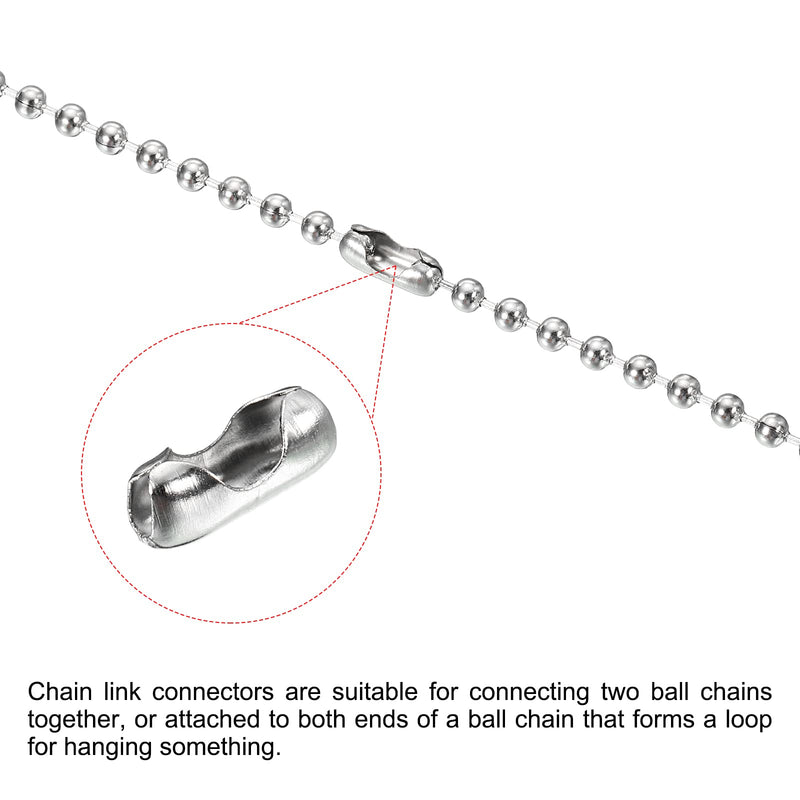 [Australia - AusPower] - uxcell Ball Chain Connector, 1.5mm Ball Chains Clasp Crimp Link Clips Connection, Iron Electroplating Silver White, Pack of 100 