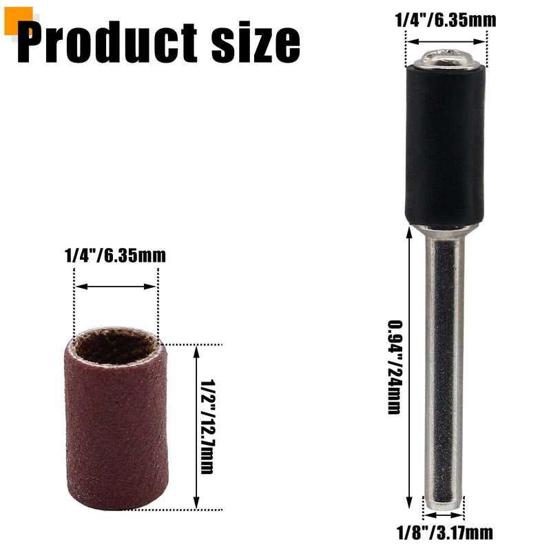 [Australia - AusPower] - 120 PCS 1/4 Inch Sanding Sleeves 120 Grit Sanding Drum and Sleeves Set Oxide Sandpaper Sanding Drum Sanding Bands 