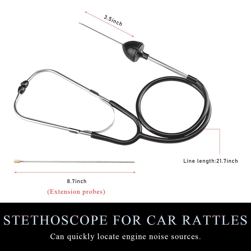 [Australia - AusPower] - Automotive Engine Stethoscope, Automotive Mechanics Stethoscope Kit Hearing Tool with Extended Probe, Engine Diagnostic Tool for Cars Trucks Motorcycles, Car Accessories 
