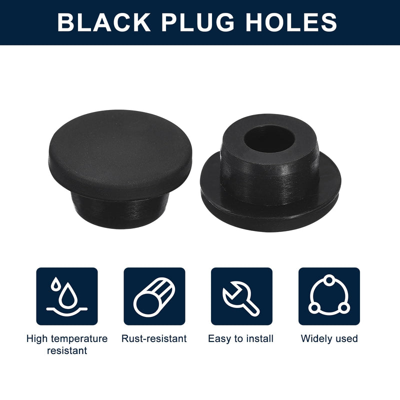 [Australia - AusPower] - uxcell 6 Pieces Black Plug Holes, H20 Waterproof Rubber Button Plug for 19mm/0.75" Hole 