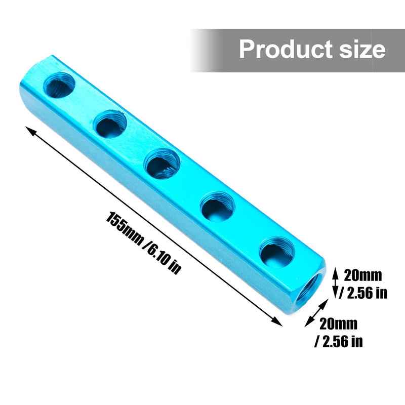 [Australia - AusPower] - Air Manifold, 5 Way 8 Port Air Compressor Manifold, Aluminum Air Hose Inline Manifold Block Splitter, Pneumatic Manifold Air Distribution Block, NPT 1/4 Inch Supply Port, NPT 1/4 Inch Output Port 5 Way 8 Port?1 Pack? 