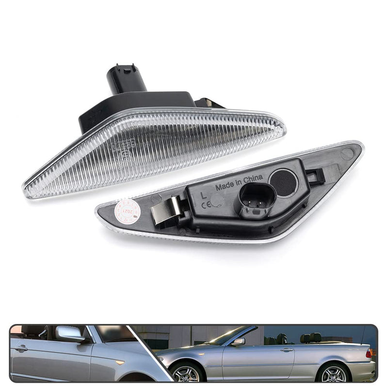 [Australia - AusPower] - 2Pcs Dynamic Blink Amber LED Side Marker Light For BMW 3 Series E46 Coupe Convertible LCI 323Ci 325Ci 328Ci 330Ci 2004-2006 Fender Turn Signal lights Clear Lens 