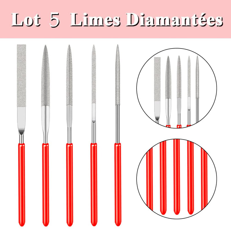 [Australia - AusPower] - Mini File Set, Needle Files Set Metal, 5 Pieces Mini Diamond Files Set, Diamond Needle File Set, Mini Diamond File, Metal Diamond Needle File Set, File Set, Diamond Files 5 Stück 
