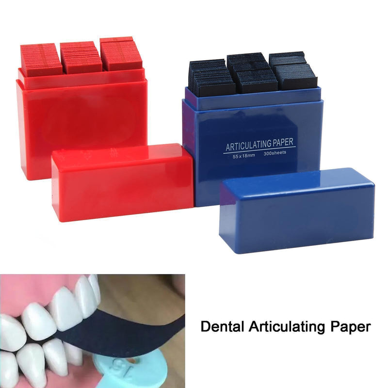 [Australia - AusPower] - Dental Articulating Paper Double Sided Bite Articulating Paper 100 Micron Film Doubled Side 55 x 18 x 0.1mm for Adults and Children (Red 300Pcs) Red 