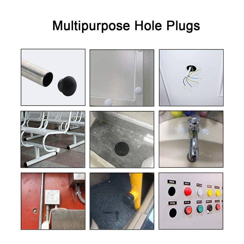 [Australia - AusPower] - 30 Pcs Black Hole Plugs 10mm (3/8 inch) Flush Type Panel Plastic Plugs, Furniture Fencing Post Pipe Insert End Caps 10mm (3/8 inch) 