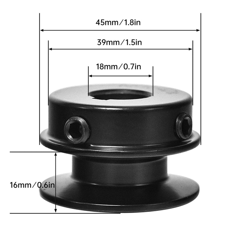 [Australia - AusPower] - AK1758 Mechanical V-Belt Pulleys, 1.75" OD 5/8" Fixed Bore, Single Groove, Cast Iron, for 3L, 4L, A, AX V-Belt 