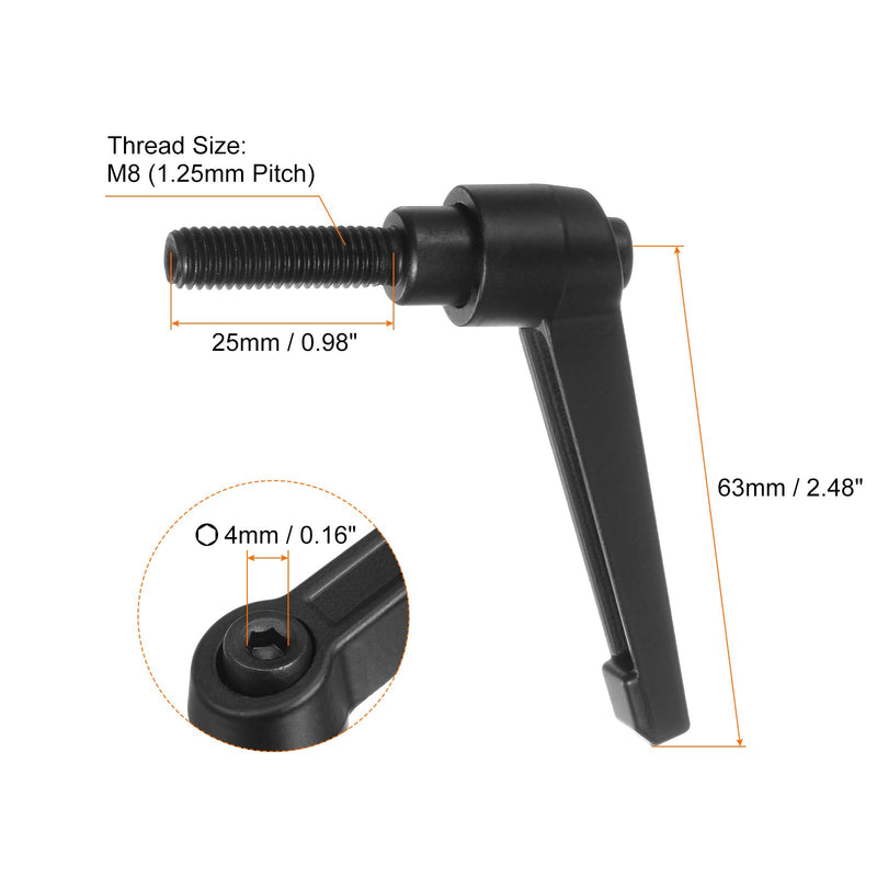 [Australia - AusPower] - 8pcs Adjustable Clamping Lever Handles M8 x 25mm Male Thread Bolt Knobs Rotating Screw Locking Quick Release Ratchet Push Button Handle, Black 