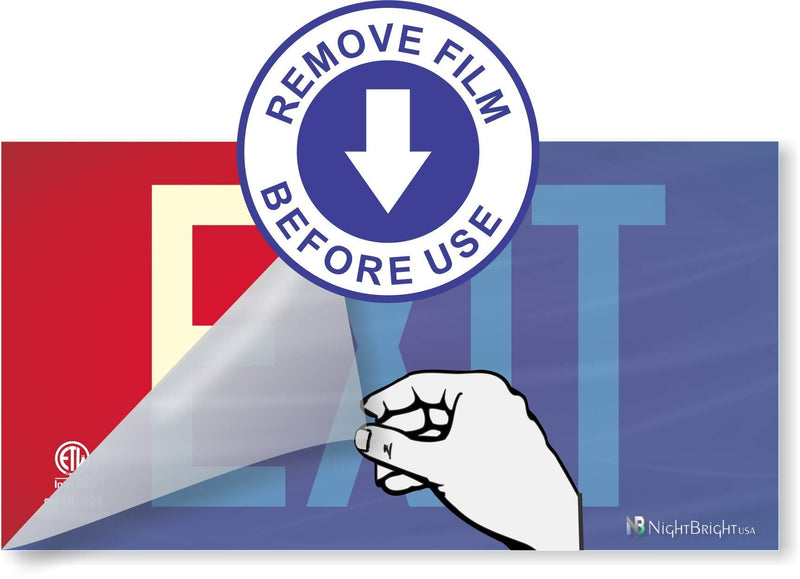 Photoluminescent Exit Sign with Holes and Hardware - Aluminum - UL 924 Code Approved/IBC/NFPA 101 - Made in USA | NightBright USA Part: ULR-050-HH