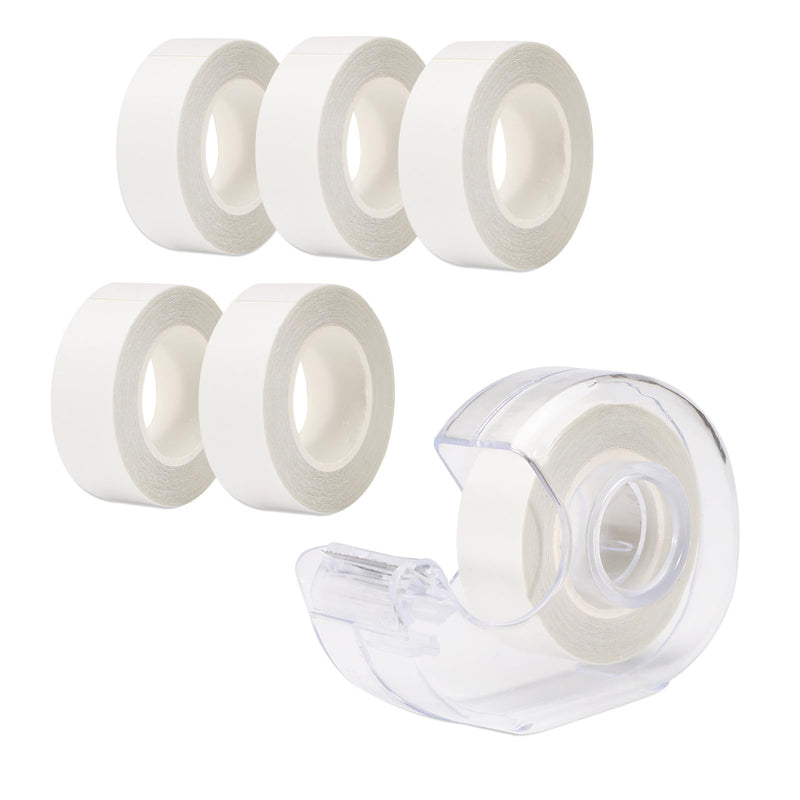 6 Rolls Double Sided Fashion Tape with Dispenser, Clear Body Tape for Skin, Clothing Tape to Keep Clothes in Place, Invisible Fabric Hem Tape for Dress Bra Women (19.6 Ft)