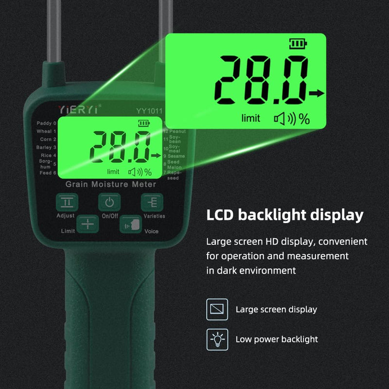 [Australia - AusPower] - Portable Hay Moisture Meter, LCD Digital Tool Moisture Meter, Wheat Soybean Grain Moisture Tester, with Voice Broadcast, for bran, Forage Grass, Testing Fibre 