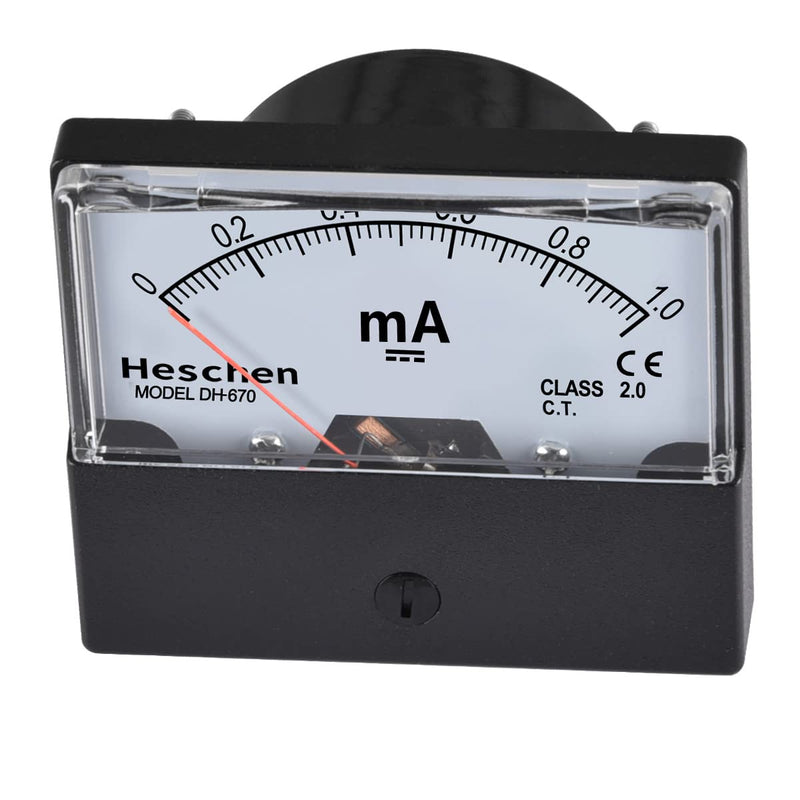 [Australia - AusPower] - Heschen Rectangle Panel Mounted Current Meter Ammeter Tester DH-670 DC 0-1mA Class 2.0 CE listed 