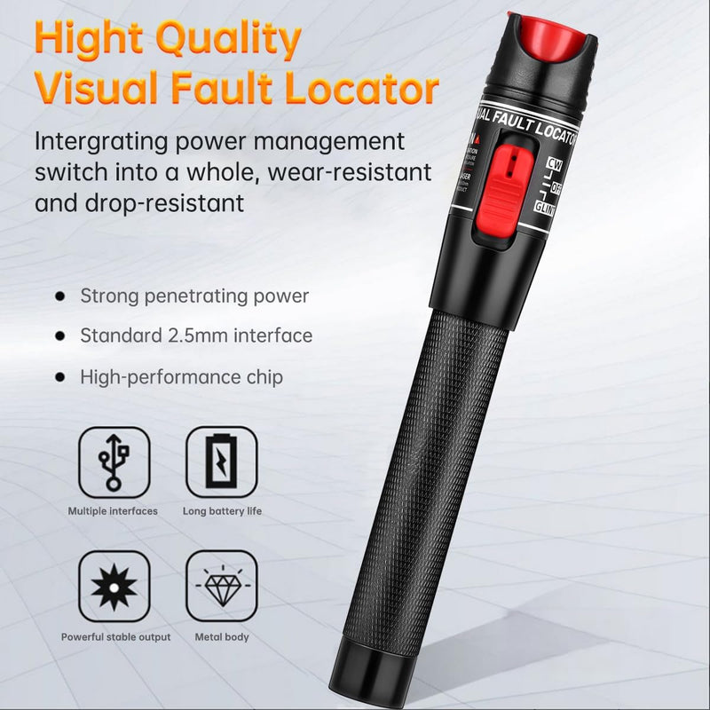 [Australia - AusPower] - Moocci Visual Fault Locator Fiber Optic Cable Tester Meter - Fiber Optic Tool with FC Male to LC Female Adapter - Tools Tester Kit for LC/FC/SC/ST, Network Cable Test 50km Visual Fault Locator 